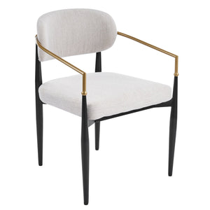 English Elm Fabric Upholstered Dining Chairs Glam Set of Two with Gold Accents Iron Frame N768P379506B