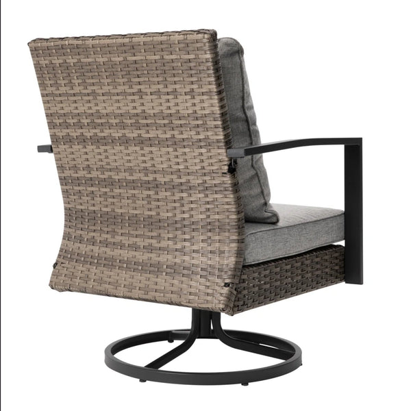 English Elm Set of 2 Outdoor Pe Rattan Swivel Rocker Chairs with Cushions for Patio Decks B082S00068