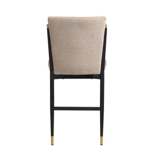 English Elm Modern Armless Counter Stools Set of 2 Upholstered Iron Frame with Gold Accents Black+Brown N771P345828H