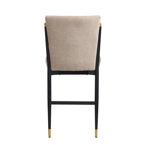 English Elm Modern Armless Counter Stools Set of 2 Upholstered Iron Frame with Gold Accents Black+Brown N771P345828H