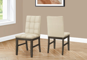 English Elm Dining Chair Set of 2 Slat-Back Upholstered Side Chairs with Solid Wood Legs, Faux Leather Comfort Cream 39 L x 15 W x 19 H B2710P218886