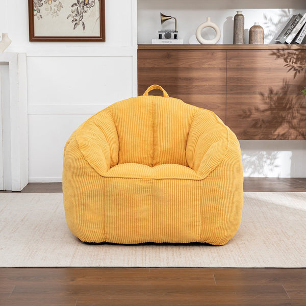 English Elm Giant Corduroy Bean Bag with Armrests Shredded Foam Lounge Chair for Living Room Yellow W2200P442626