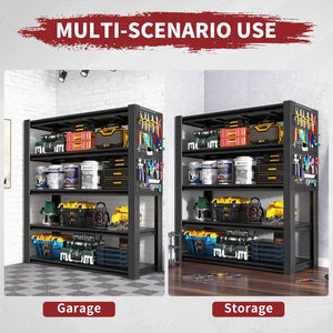 English Elm 72"h Five Tier Steel Garage Shelving Rack with Pegboard Adjustable Heavy Duty T2398P463332