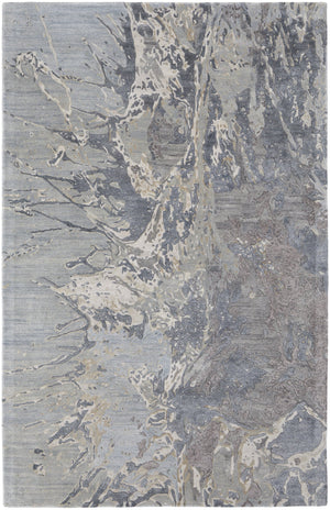 Feizy Rugs Zarah Modern Elegance Hand-tufted Viscose And Wool Rug, Abstract Watercolor Design For Your Home Blue,Taupe,Green Viscose,Wool Zrh8918fbluchle10