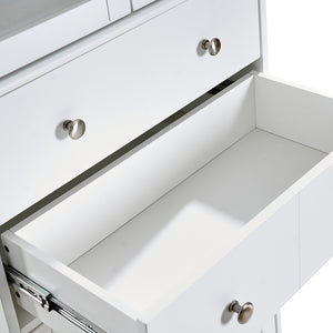 English Elm 67" Tall Pantry Cabinet with Glass Doors & Drawer, 67" White MDF Tall Kitchen Storage Cupboard W3417P321849