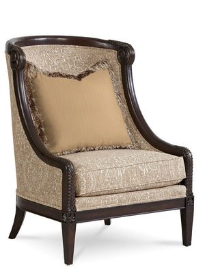 A.R.T. Furniture Giovanna Azure Carved Wood Accent Chair 509534-5527AB Brown 509534-5527AB