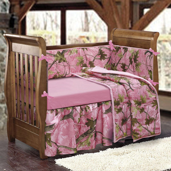 Hiend Accents Camo Crib Set - 3-piece Bedding Collection For Cozy Nurseries, Stylish Comfort, And Durable Design Pink,Green 100% Polyester Cs0004s3