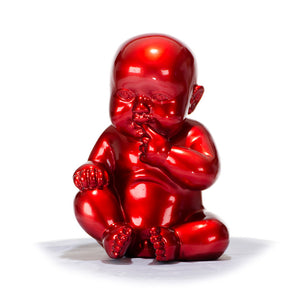 Vig Furniture Xd00584 Elegant Modern Red Baby Sitting Sculpture - Unique Design, Sturdy Construction, Artful Decor Red  Vgth-xd00584-red