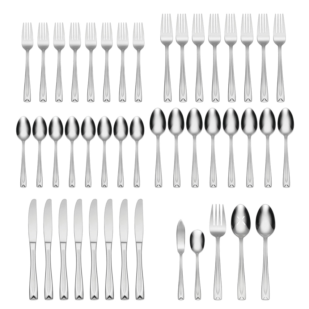Lenox Oneida Lincoln 45 Piece Everyday Flatware Set, Service for 8 Metallic, STAINLESS METAL T837045AL20