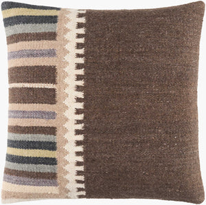 Surya Blanche Cozy Lodge Rustic 18" Accent Pillow - Wool & Cotton Blend For Stylish Comfort & Easy Care Dark Brown Wool,Cotton,Cotton Bac001-2222