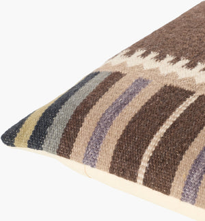 Surya Blanche Cozy Lodge Rustic 18" Accent Pillow - Wool & Cotton Blend For Stylish Comfort & Easy Care Dark Brown Wool,Cotton,Cotton Bac001-2222