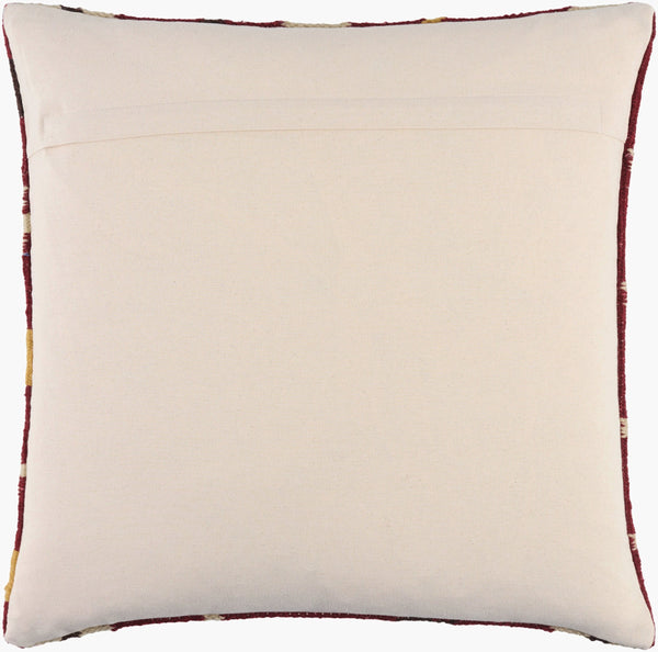 Surya Blanche Cozy Lodge Rustic 18" Accent Pillow - Wool & Cotton Blend For Stylish Comfort & Easy Care Crimson Wool,Cotton,Cotton Bac003-2222