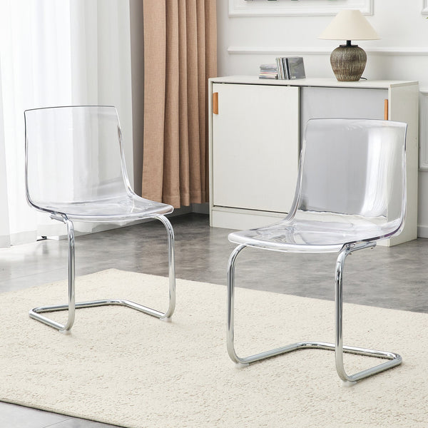English Elm Transparent Polycarbonate Dining Chair Set of 4 with Arched Steel Frame Modern Style W2920P411151
