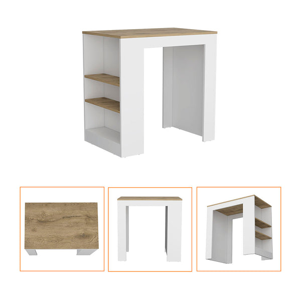 English Elm Harlan Kitchen Island Counter Height White/Macadamia with 23.2"x36.2" Top and 3 Open Side Shelves B128P148714