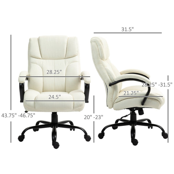English Elm Vinsetto Big And Tall Office Chair - Ergonomic Executive Seat, Adjustable Height, Cream Linen Finish W2225P217954-GIGA