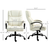 English Elm Vinsetto 500Lbs Big and Tall Office Chair With Wide Seat, Executive Computer Chair With Adjustable Height, Swivel Wheels and Linen Finish, Cream White