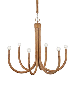 Currey & Company Samsara Small Chandelier: Elegant Rattan Design With Six Lights, Adjustable Height & Earthy Tones Natural Rattan ,Wrought Iron 9000-1297-currey-company