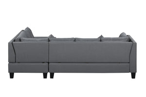 English Elm 104.5" Upholstered Sofa Chaise & Ottoman Gray - Coin-Spring Cushions, Storage Ottoman, Solid Wood Frame W2297S00018