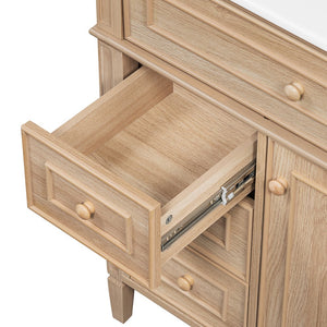 English Elm "30'' 30 Inch Freestanding Bathroom Vanity Solid Pine Cabinet Ceramic Sink Soft Close Storage N725P375498T