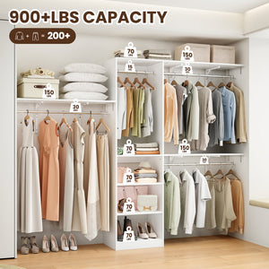 English Elm Closet Organizer Heavy Duty Wood System With Adjustable Rods & Shelves For Space-Saving Solutions T3623P409172