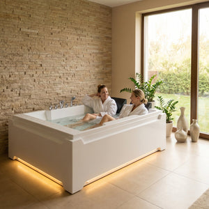 English Elm X-031 Two Person Whirlpool Soaking Tub with Hydromassage Jets and Chromatherapy Lighting W3605P361159