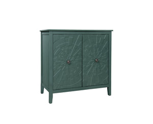 English Elm Geometric Diamond Embossed Sideboard Cabinet Matte Vintage Mdf Entryway Storage Green W688P364740