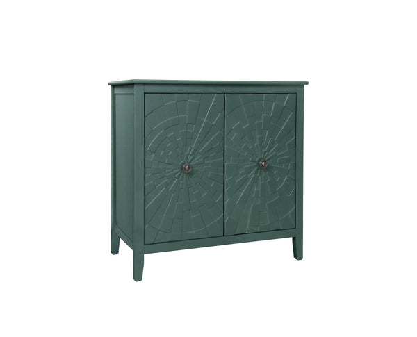 English Elm Geometric Diamond Embossed Sideboard Cabinet Matte Vintage Mdf Entryway Storage Green W688P364740