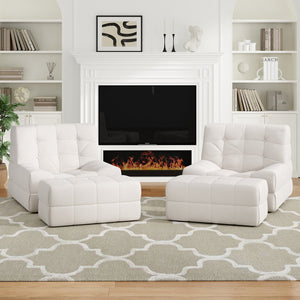 English Elm Bean Bean Bag Chair for Adults with Ottoman Filled with High-Density Memory Foam for Superior Comfort and Support Beige T3623P408789