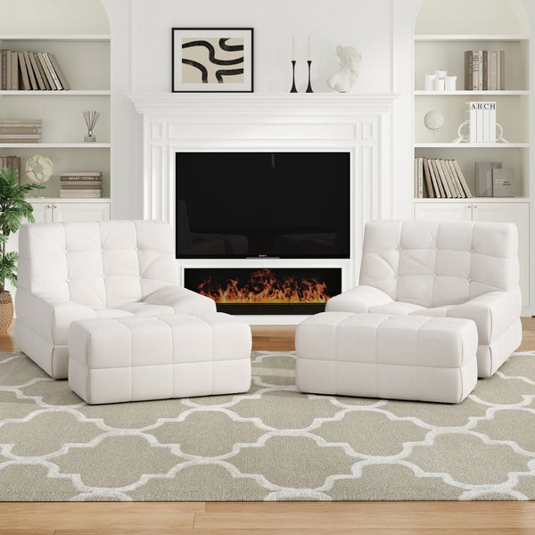English Elm Bean Bean Bag Chair for Adults with Ottoman Filled with High-Density Memory Foam for Superior Comfort and Support Beige T3623P408789