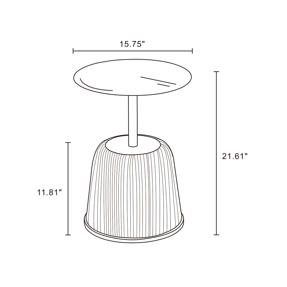 English Elm Anderson Upholstered End Table With Gold Metal Top – Modern Gray Accent For Living Spaces, Fully Assembled B365P398482