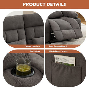 English Elm Recliner Oversized Manual Loveseat with Cup Holders and Side Pocket, Ergonomic 150° Recline, 600lb Capacity Grey W1521S00074