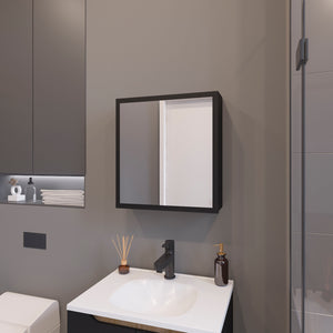 English Elm Morenci wall-mounted bathroom cabinet with mirrored door, four internal shelves for tidy storage and style Black 27.2 L x 24.8 W x 4.3 H B128P237177