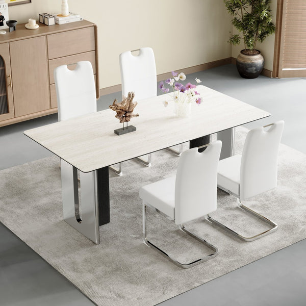 English Elm Set Of 4 White Ergonomic Dining Chairs With Thick Cushion, Built-In Springs For Ultimate Comfort W3226P279079-GIGA