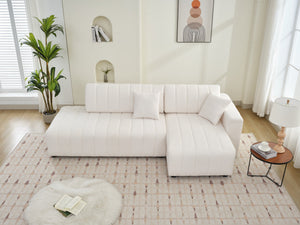 English Elm Scandinavian Channel Tufted L Shaped Sectional Sofa with Plush Foam Cushioned Seating B2730S00042