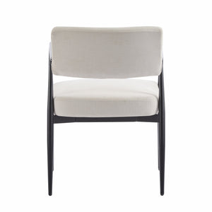 English Elm Christopher Knight Home® - Nora Mid-Century Dining Arm Chair with Foam-Padded High Back, Textured Fabric & Sturdy Metal Legs Beige,Black 30.7 L x 25.2 W x 19.7 H N776P272040I