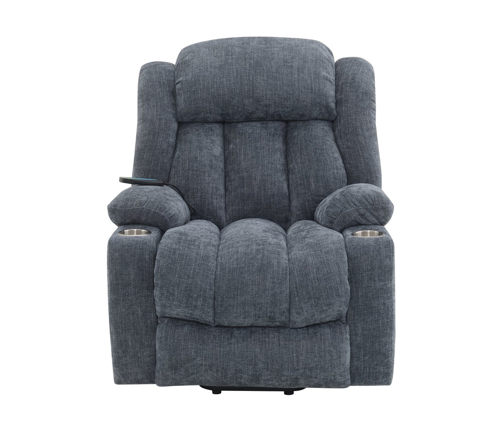English Elm Blue Power Lift Recliner Chenille with Heat, Massage & Lift Assist — Remote Control, Plush Comfort B062P215447