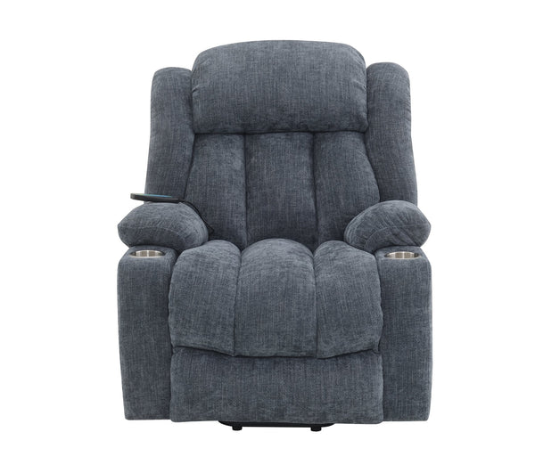 English Elm Blue Power Lift Recliner Chenille with Heat, Massage & Lift Assist — Remote Control, Plush Comfort B062P215447