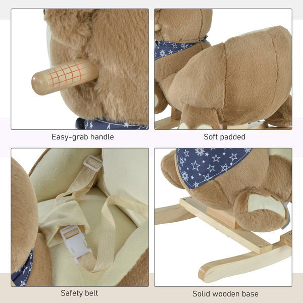 English Elm Qaba Giraffe Plush Toddler Rocking Ride on Toy with Sound and Safety Belt W2225P200498