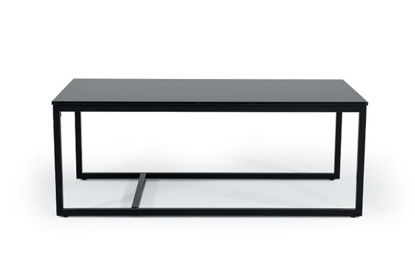 VIG Furniture Baca Black Marble Look Coffee Table With Matte Metal Base, Low-Profile Contemporary Centerpiece VGGMM-CT-1580-BLK-CT