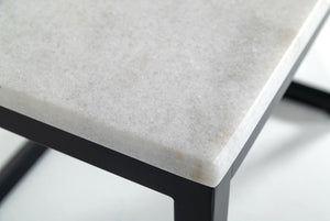 VIG Furniture Baca White Marble-Look End Table With Matte Black Metal Base, Compact Sturdy Accent Table 15" VGGMM-ET-1580-WHT-ET