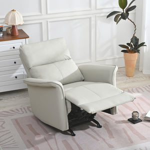 English Elm Manual Rocker Recliner Chair In Soft Pu Leather - Space-Saving Comfort For Nurseries & Living Rooms W1028S00048