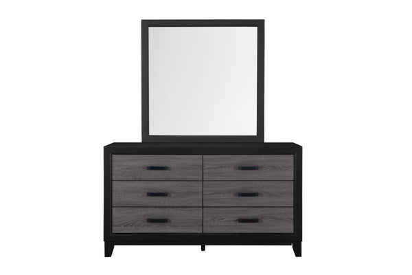 English Elm SOLUTO Five-Drawer Chest in Two-Tone Grey and Black Finish — Urban Farmhouse Solid Wood Design Black+ Gray 61.02 L x 19.69 W x 33.07 H B201P226199
