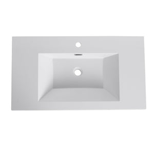 English Elm 36" Gloss White Resin Sink – Durable Modern 39.4x22.8x8.7 Vanity Top, Scratch-Resistant Elegant Basin W999P194853