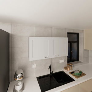English Elm Wall Wall Cabinet with 2 Doors for Kitchen Storage, Modern Engineered Wood Design, Durable & Compact White 44.09 L x 29.13 W x 3.54 H B097P350281