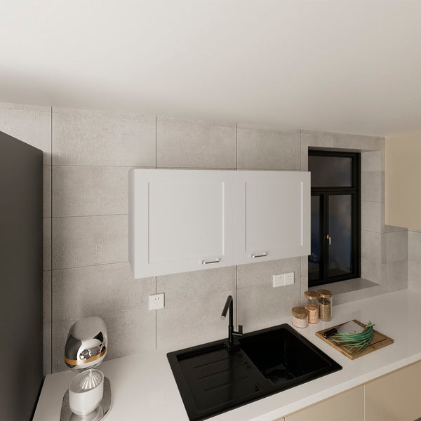 English Elm Wall Wall Cabinet with 2 Doors for Kitchen Storage, Modern Engineered Wood Design, Durable & Compact White 44.09 L x 29.13 W x 3.54 H B097P350281