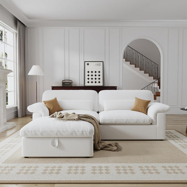 English Elm Cloud Modular Sectional Sofa - Plush Down-Filled Comfort, Washable Chenille Cover, Storage, Modern Style T3966S00002