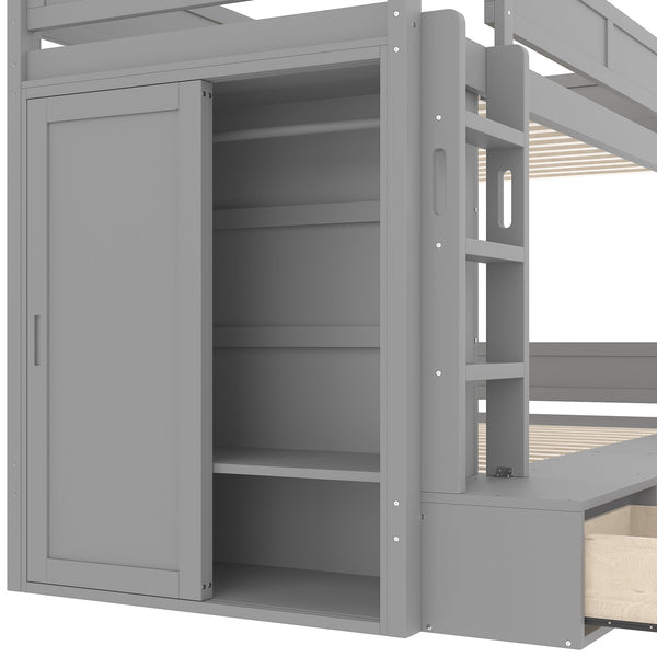 English Elm Twin Triple Bunk Bed Metal L-shaped Frame Sleeps Three Kids White Finish W1580S00474