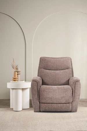 English Elm Man Wah Brisbane Manual Swivel Recliner In Soft Taupe Chenille – Ultimate Comfort & Style! B2707P311398