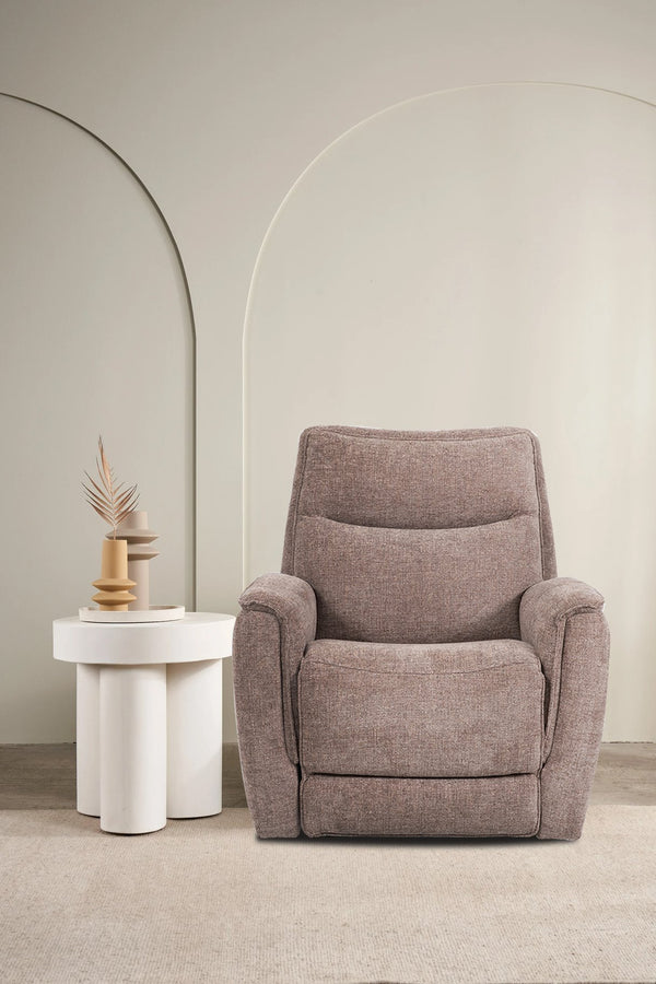 English Elm Man Wah Brisbane Manual Swivel Recliner In Soft Taupe Chenille – Ultimate Comfort & Style! B2707P311398