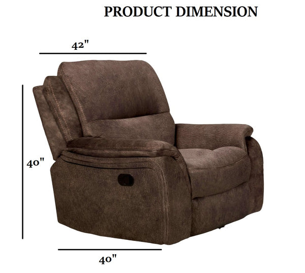 English Elm Transitional Multi-Function Glider Recliner with Channel Back, Cup Holders, Hidden Storage, Upholstered Comfort Dark Brown 43 L x 34 W x 30 H B2741P385036